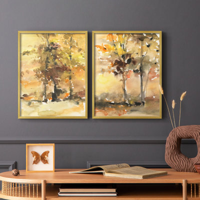 «Fall Foliage Watercolor I», reproduction encadrée de qualité supérieure - prête à être accrochée - aucun clou requis - aucun clou requis