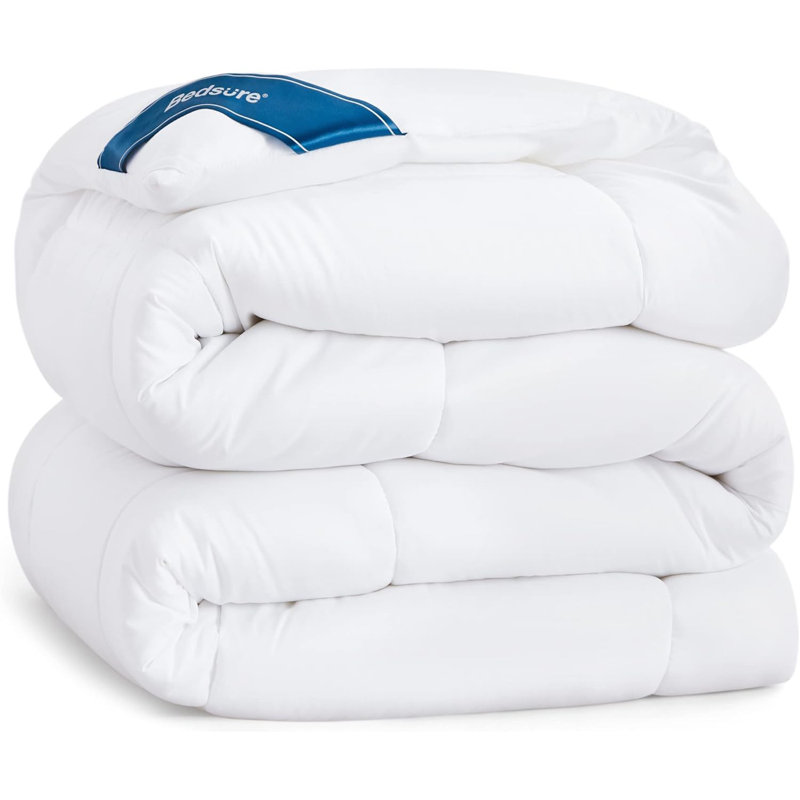 Bedsure Box-stitch All Season Down Alternative Comforter, White, Queen Comforter
