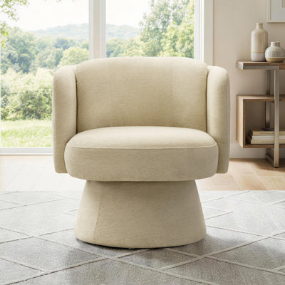 Mid-Century 360° Swivel Accent Chair with Ergonomic Barrel Back