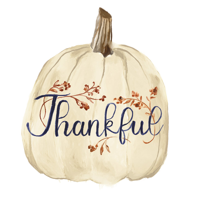 Thankful Pumpkin - Wrapped Canvas Print, 30cm H x 30cm W