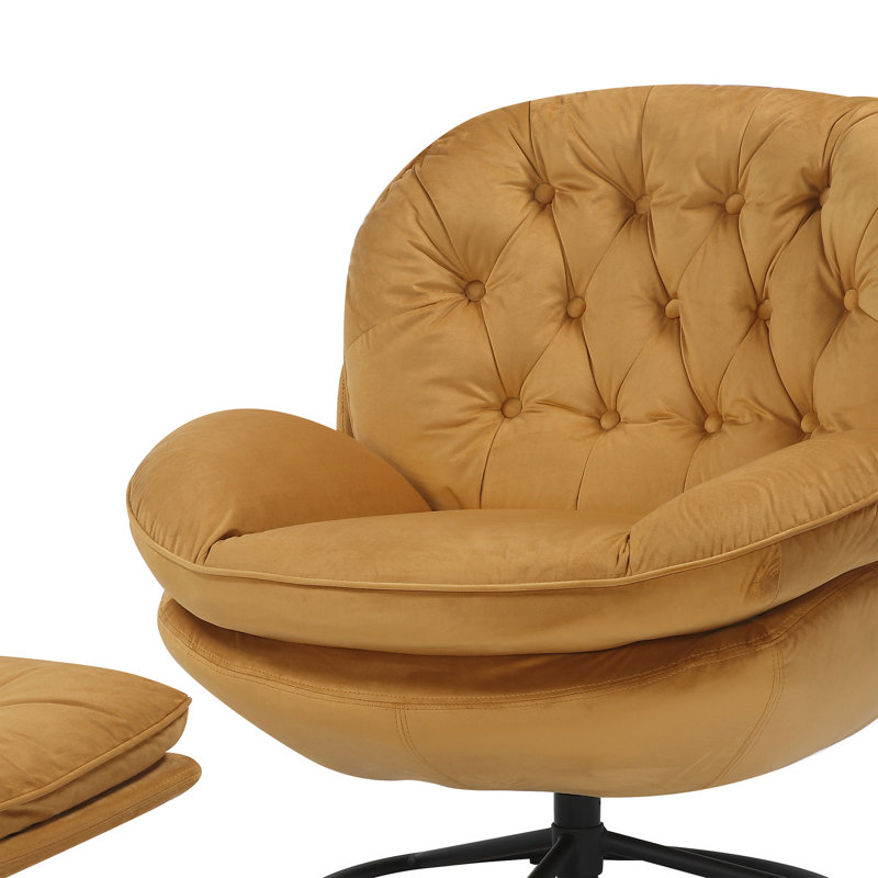Azura Swivel Accent Chair with Footstool, Gold