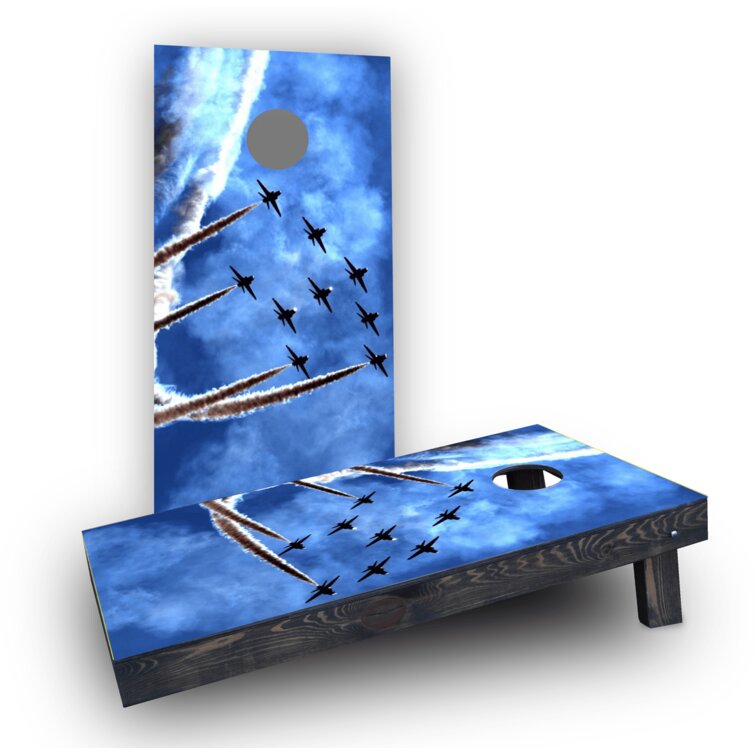 Custom Cornhole Boards 9 Jets Cornhole Game Size: 48' H x 12' W, Bag Fill: All Weather Plastic Resin