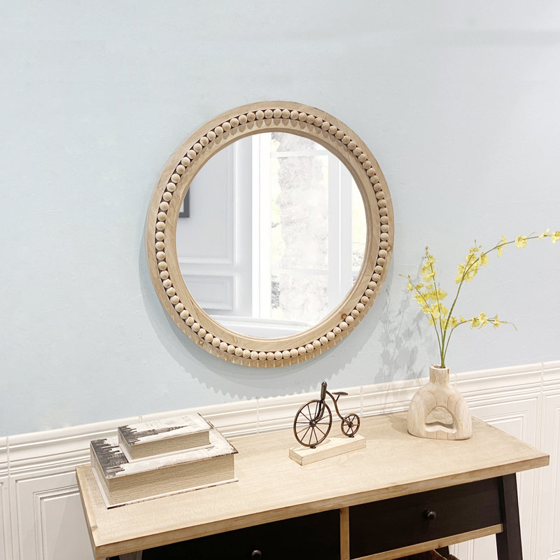 Miroir d'appoint Brendalyn, Bois naturel, 30 po x 30 po
