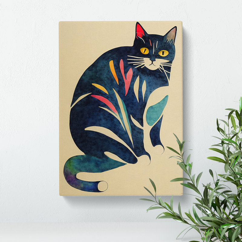 Cat Watercolour No.2 - Wall Art, Wrapped Canvas, 50cm H x 35cm W x 3cm D, No Matte