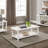 Distressed White Wood Coffee Table With Shelf