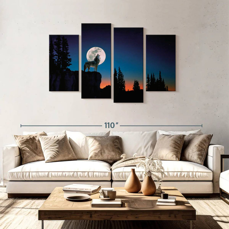 Brampt Wolf Howling At Night, 48" H x 75" W