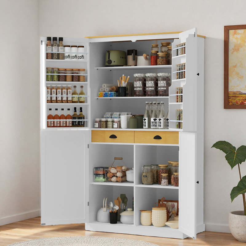 Garde-manger avec tablettes Heins French Doors, Blanc