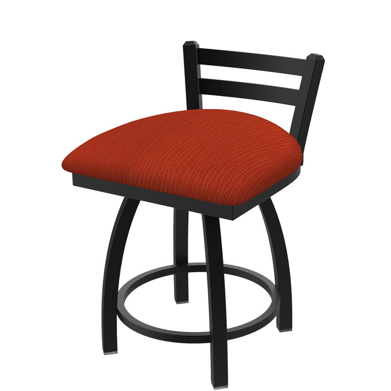 Tabouret de coiffeuse Jackie, Nickel anodisé, Tissu graphique coquelicot