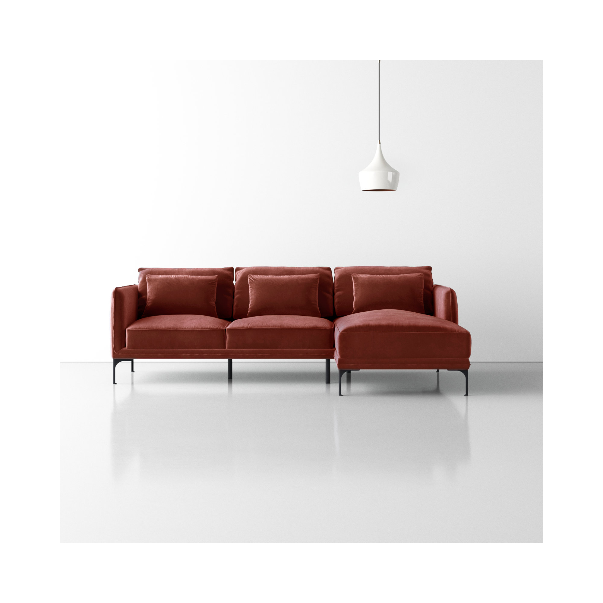 Rae Upholstered Chaise L-Sectional, Right Hand Facing, Cinnamon Cotton Blend
