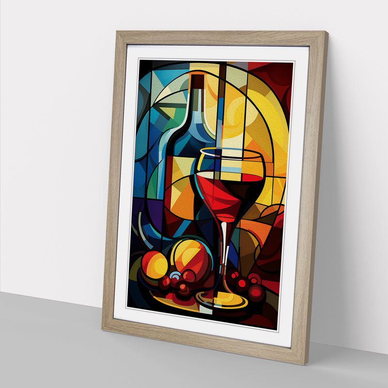 Wine Constructivism - Framed Print, Oak, 64cm H x 46cm W x 2cm D