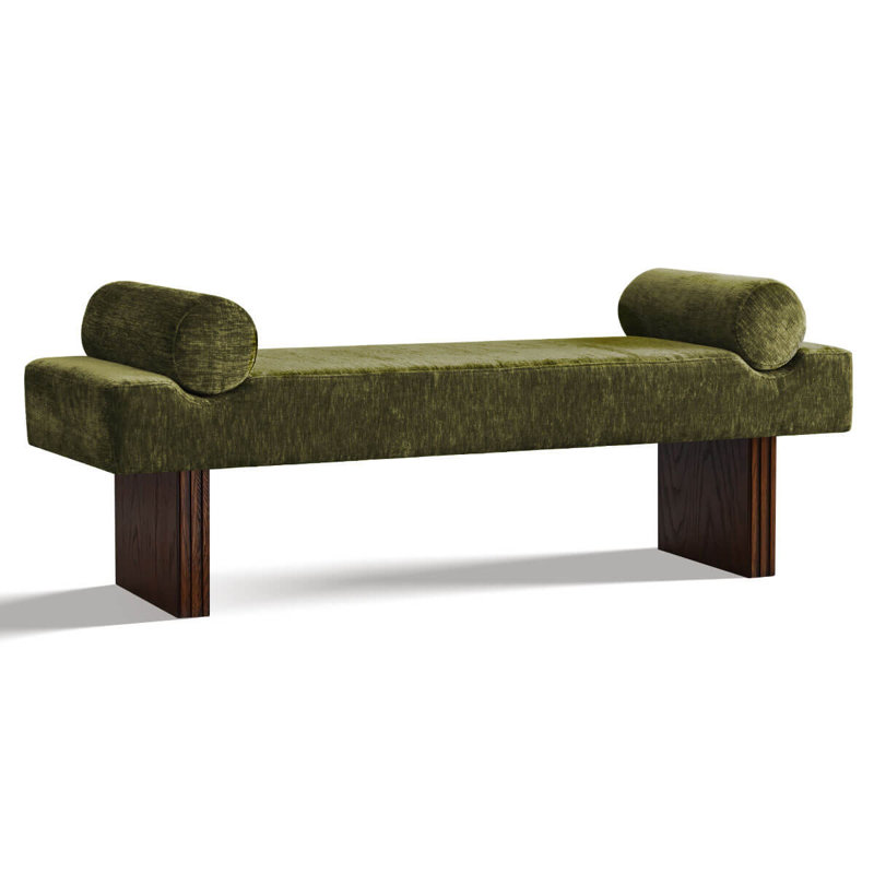 Banc rembourré en chenille l 60 po, Vert