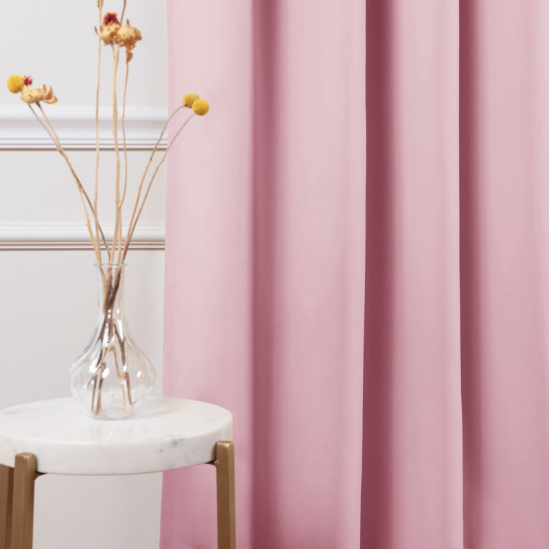 Schaeffer Solid Blackout Thermal Grommet Curtain Panels, Light Pink, 52" W x 72" L