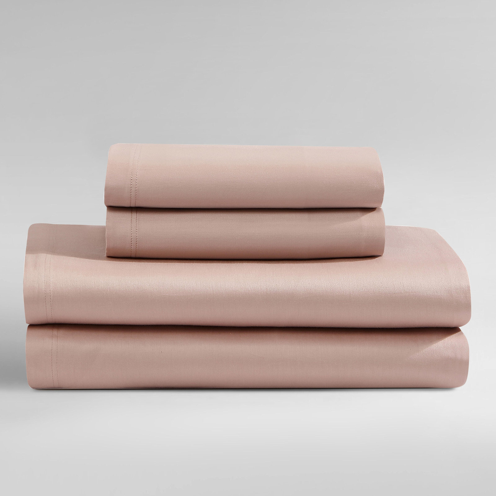 Calvin Klein Organic Earth Solid 4 Piece Sheet Set, Queen Sheet Set with 2 Pillowcases, Light Pink