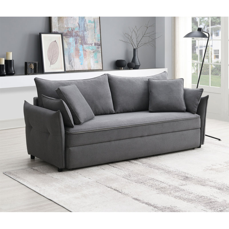 Lit gigogne en tissu avec rangement Irina, Gris