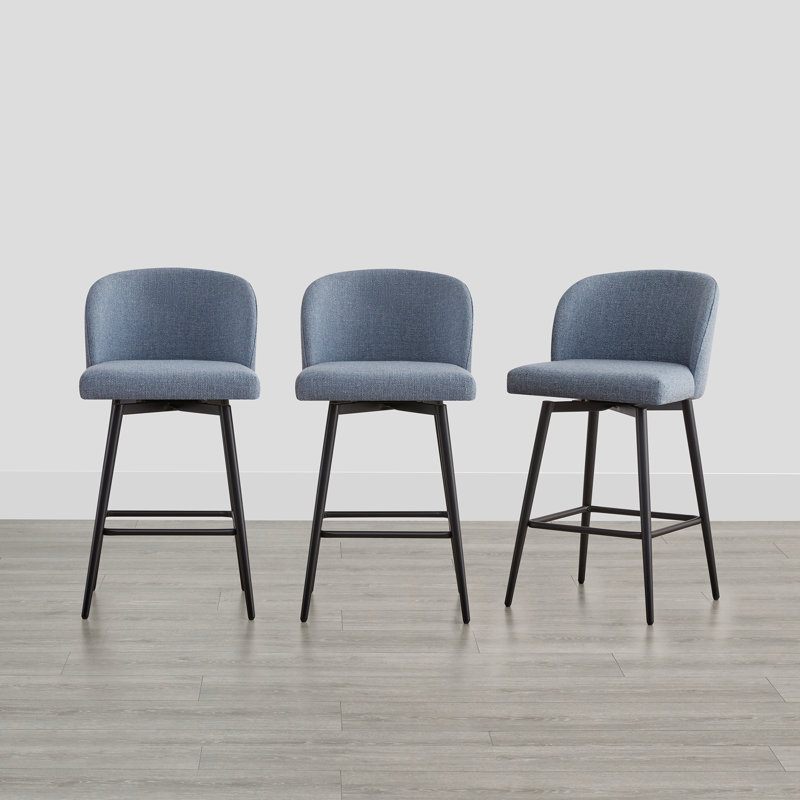 Tabouret de bar et de bar Benedit, Tabouret de comptoir (siège d'une hauteur de 27 p, Gris bleu, 3
