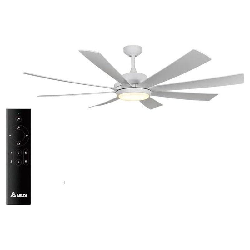 Ventilateur de plafond 8 pales 72 "avec lumière DEL et télécommande Delta Breez RioVista, blanc