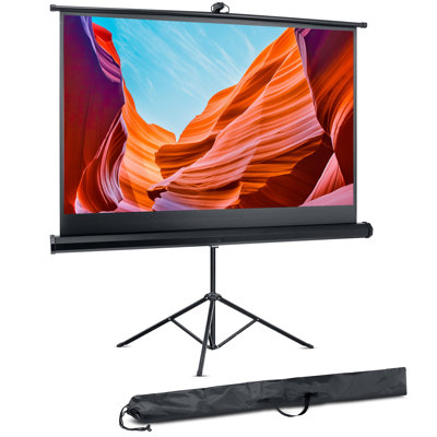 Pyle Universal 100-Inch Tripod Screen - Floor Standing Portable Fold-Out Roll-Up Tripod Manual Projector Screen