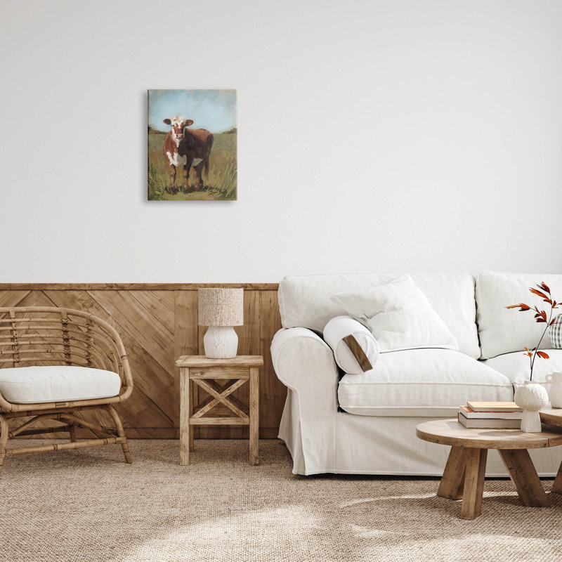 Art mural sur toile "Bovins de campagne" par Sara Baker, H 20 po x l 16 po x P 1,5 po