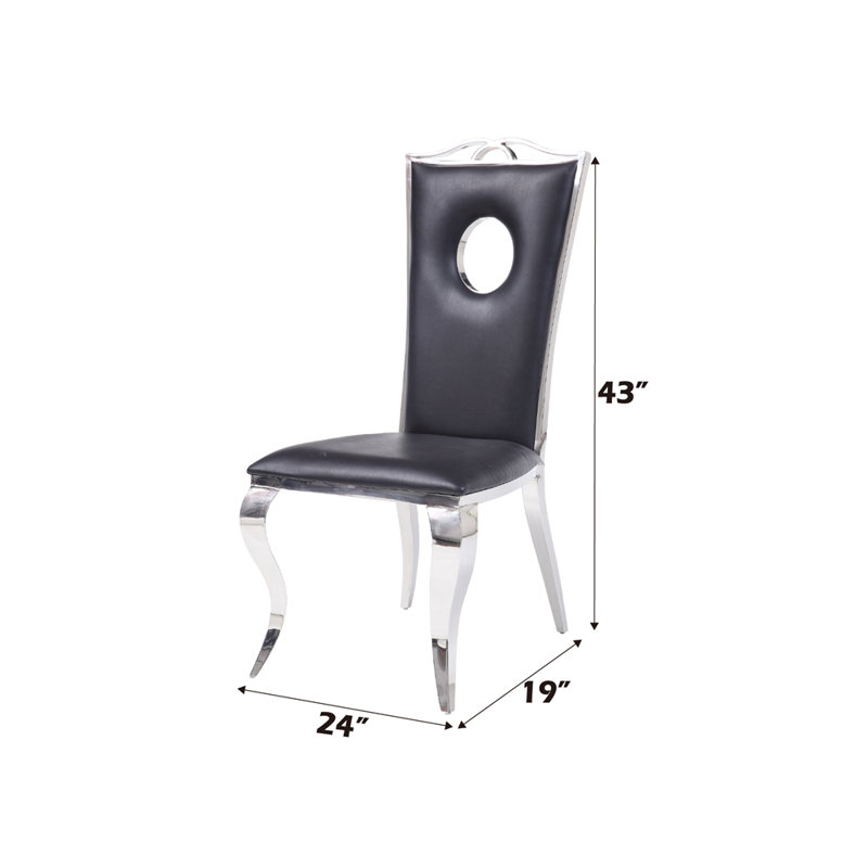 Ensemble de 2 chaises d'appoint en cuir synthétique noir Cyren et acier inoxydable