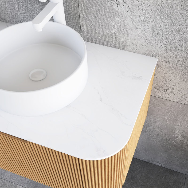 Meuble-lavabo mural 30 po avec lavabo, Brun