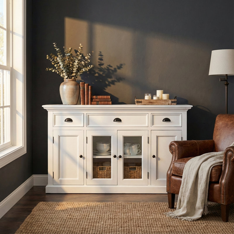 Guildford 57.09'' Sideboard, White/Black