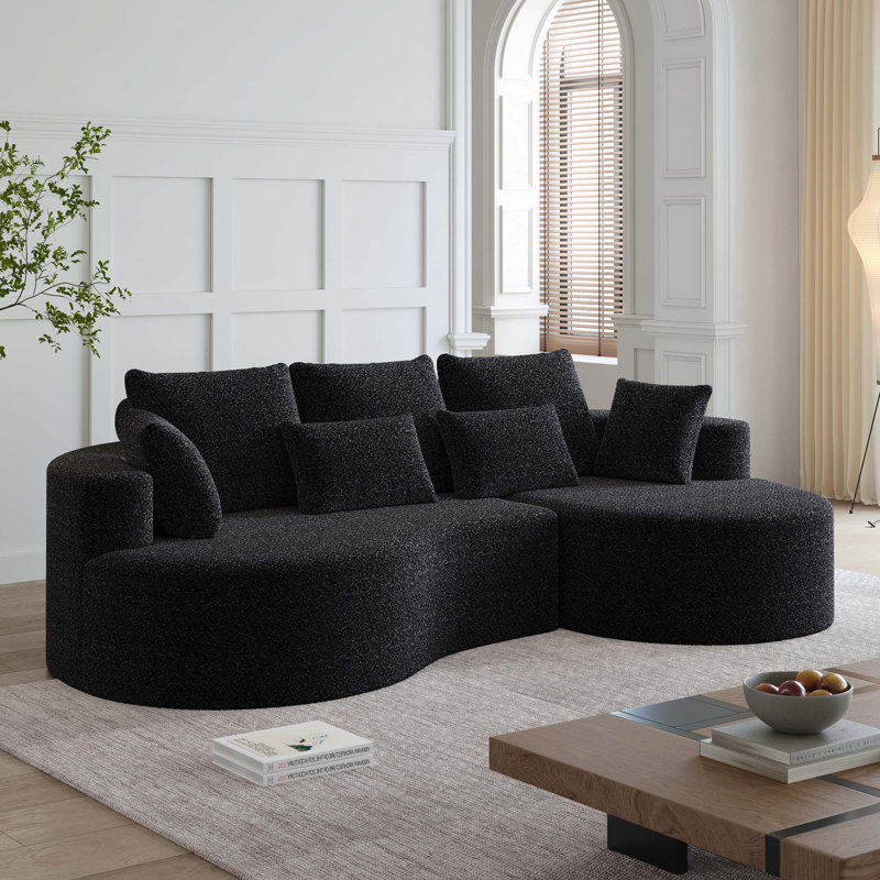 Boneless Modern Upholstered Oversized Sectional Sofa, 105-Inch Chenille 4-Seater Extra Deep & Wide Seat Curved Cloud Couch with 7 Pillows, Free Combination Sofa Couch for Living Room,Bedroom