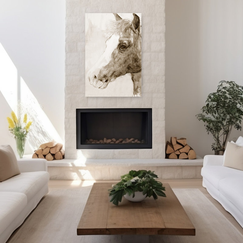 Art contemporain abstrait ombre cheval, H 48 po x l 32 po
