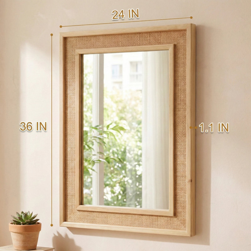 Miroir mural Rustic, Bois naturel, L 24 po x H 36 po