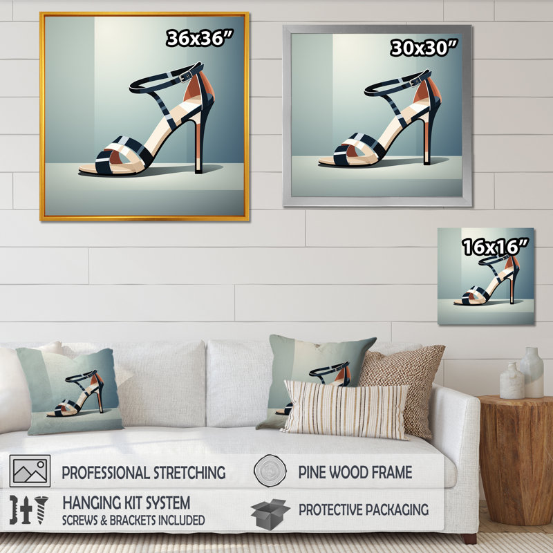 Beige et noir à talons hauts, charme élégant II - Fashion High Heels Wall Art, H 36 po x l 36 po x P 1,5 po