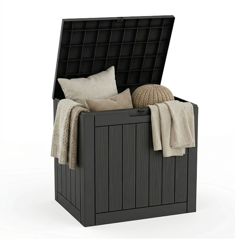 Boîte de rangement verrouillable en résine résistante à l'eau 22,11 po 30 gallons, Noir