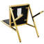 Chaise de salle à manger moderne, ensemble de 2 chaises d'appoint en polyuréthane noir avec cadre en métal doré