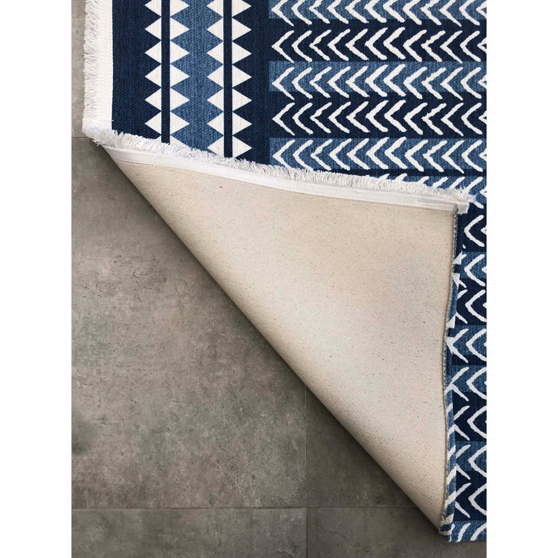 Tapis en coton tissé à la machine Edurne, Rectangle 2 pi 6 po x 4 pi 11 po