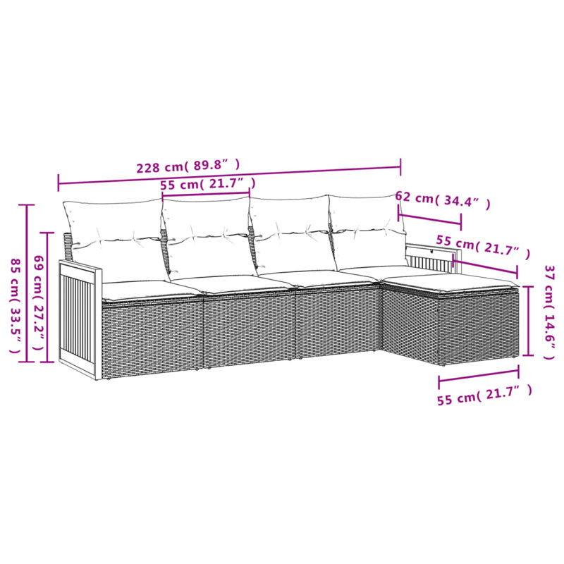 Ensemble de canapé de jardin Vidaxl