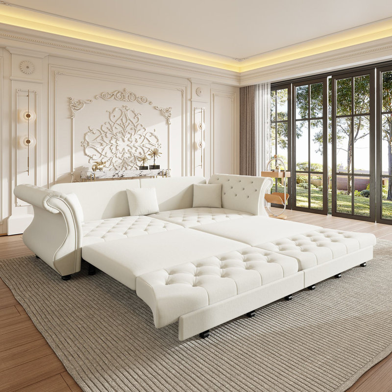 Canapé-lit escamotable 97,6 po Chesterfield Upholstery, Beige