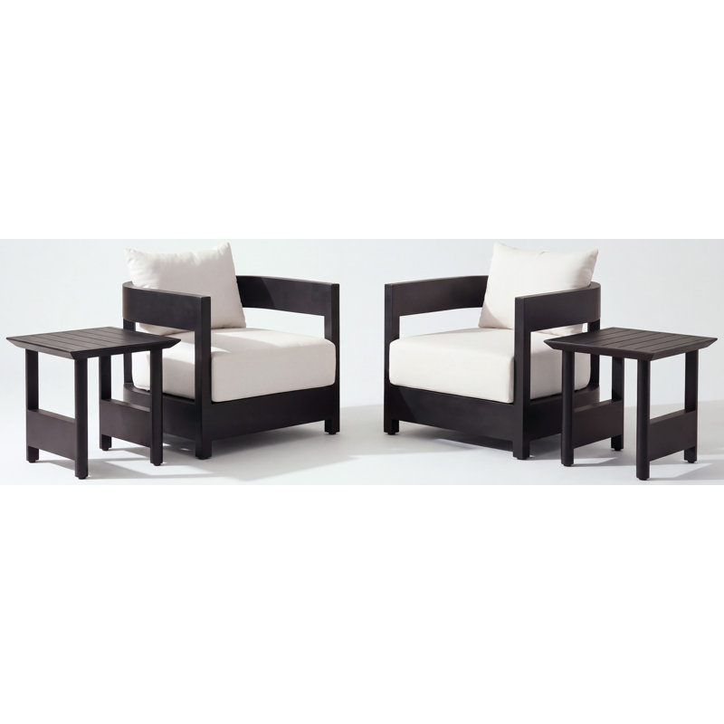  Ensemble 2 chaises de patio et 2 tables d'appoint Everlee