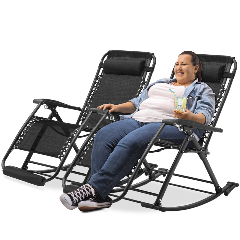 2 -Piece Folding Zero Gravity Chair Beach Sunshade Recliner Canopy Lounge Chaise, Blue