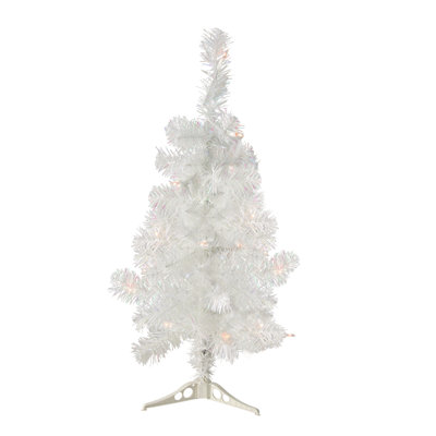 2' Pre-Lit Woodbury White Pine Slim Artificial Christmas Tree Clear Lights