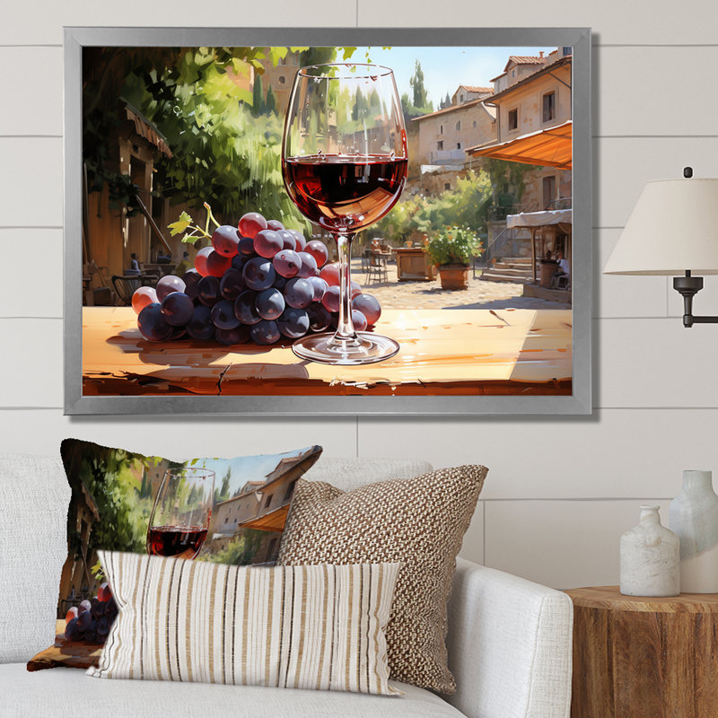 «Balayage de bourgogne», art mural vin, Cadre de coin argenté fermé, H 24 po x l 32 po x P 1 po