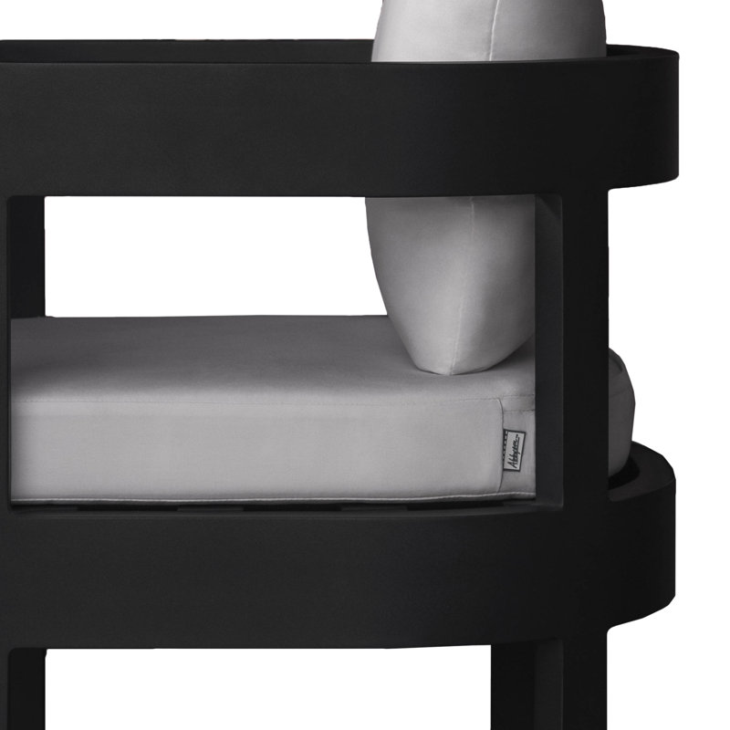Chaise de salle à manger d'extérieur en métal avec coussin Everlee