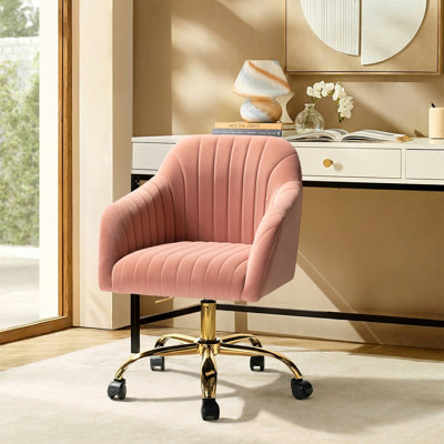 Adan Modern Velvet Task Chair with Wood Frame and Back