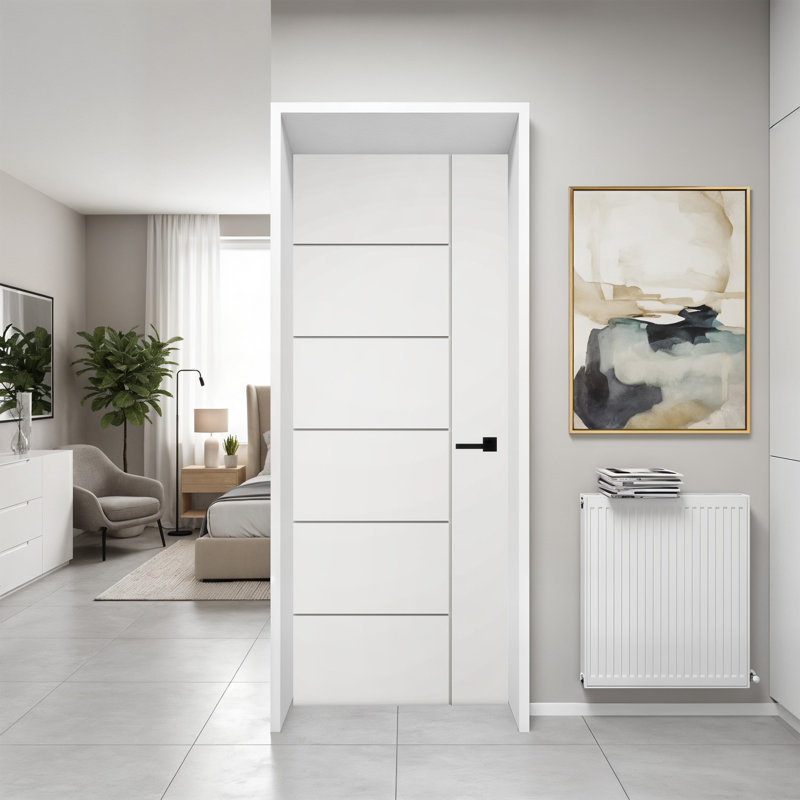 Intérieur en bois massif apprêté - porte affleurante Berley, 32 po x 80 po