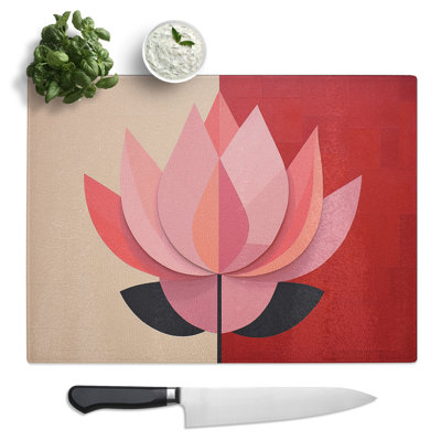 Lotus Flower Minimalism  Glass Chopping Board