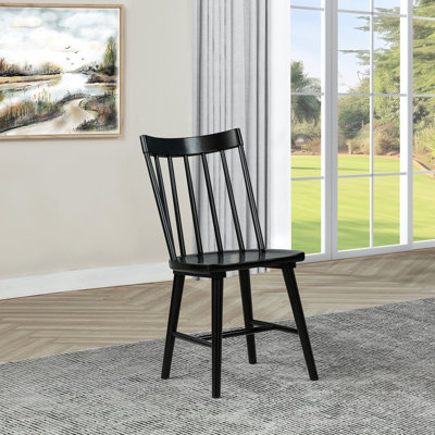 Deux chaises de salle à manger en bois massif, au design ergonomique et au fini noir mat, pour un style unique.