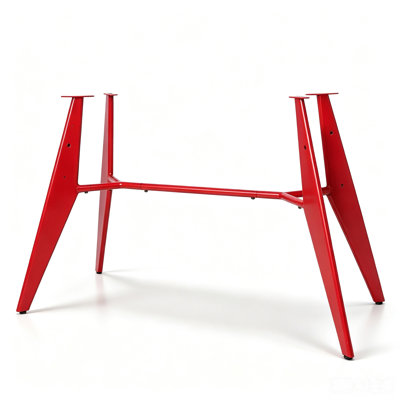Pied de table de salle à manger rouge en métal en forme de V, structure en acier soudé 46,3 L x 27,6 H x 22,6 l, barre transversale stabilisatrice, avec trous de fixation pré-percés pour une installation facile, thermolaqué robuste 200 kg