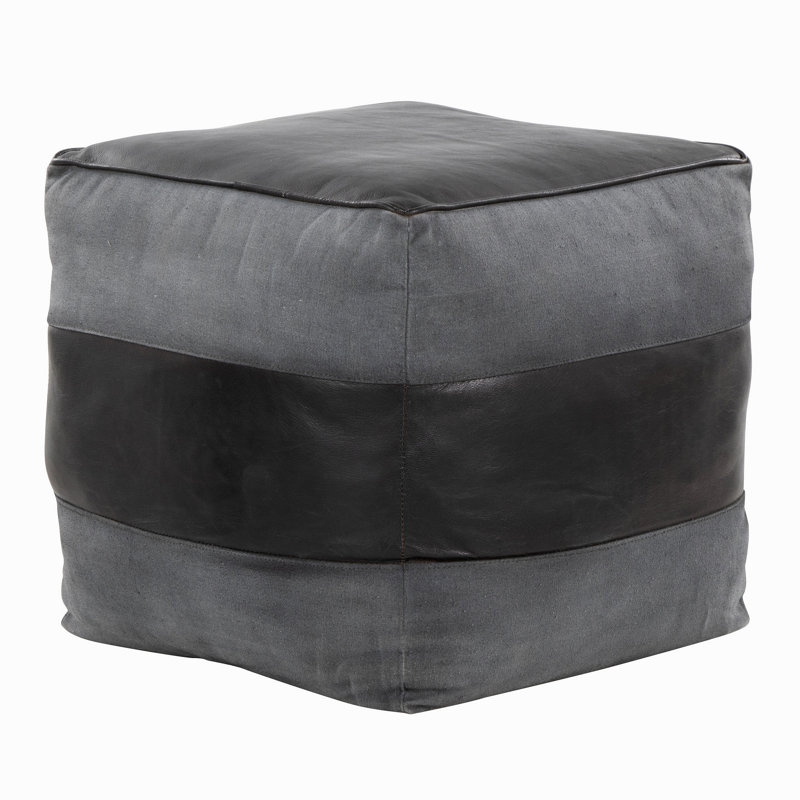 Canvas In Black Leather And Grey Canvas, Gray/Black