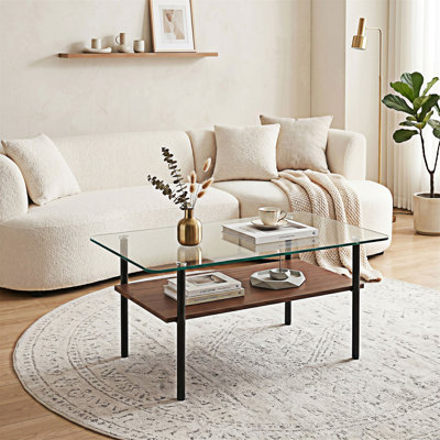 Ensemble de 3 tables basses et tables de bout en verre
