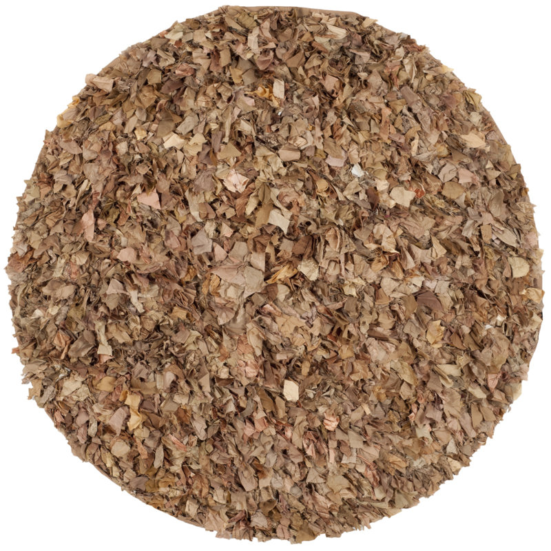 Tapis brun fait à la main Godsey, Rond 6 pi