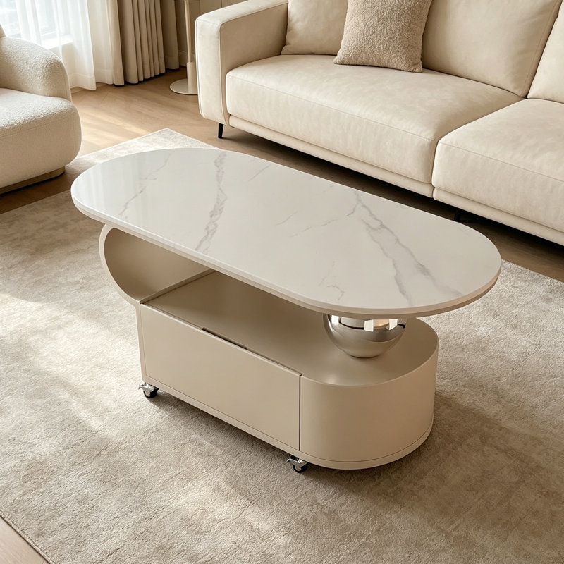 Table basse Modern Luxury, Ivoire ivoire, H 19,68 po x L 39,37 po x l 19,68 po