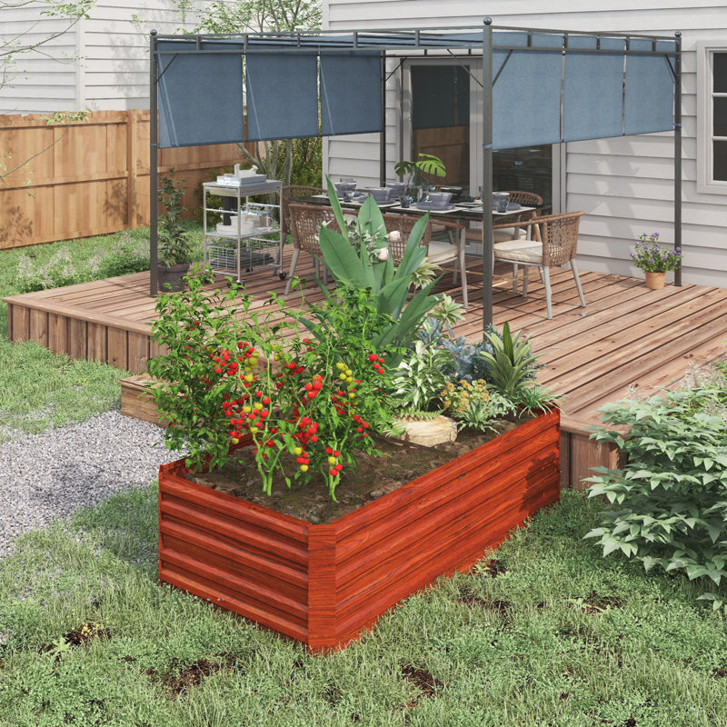 Galvanized Raised Garden Bed, 23.25" H x 70.75" W x 35.5" D, Brown