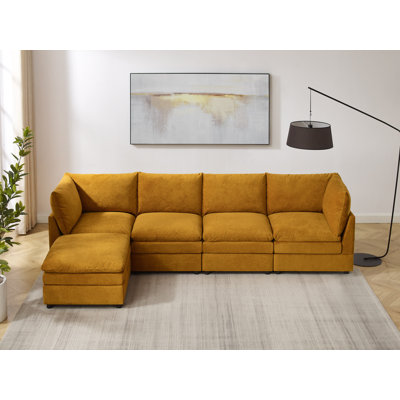  Cann 5-Piece Upholstered Modular Sectional Couch With Ottoman